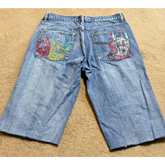 Vintage Request Shorts Mens Jorts Embroidered Y2K Hip Hop Size 36x15 Coogi Style - Picture 1 of 10